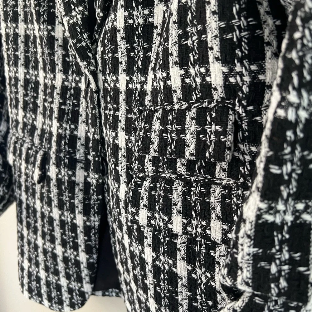 NWT New York & Company Black & White Tweed Boyfriend Blazer - Picture 6 of 10